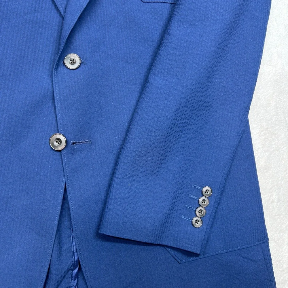 Stafford Textured Sport Coat Mens 46R 46 Blue Classic Fit‎ Cotton Stretch